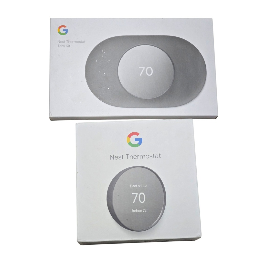 Google Nest Thermostat Charcoal‎ Smart Home Energy Saving 2Pc Set